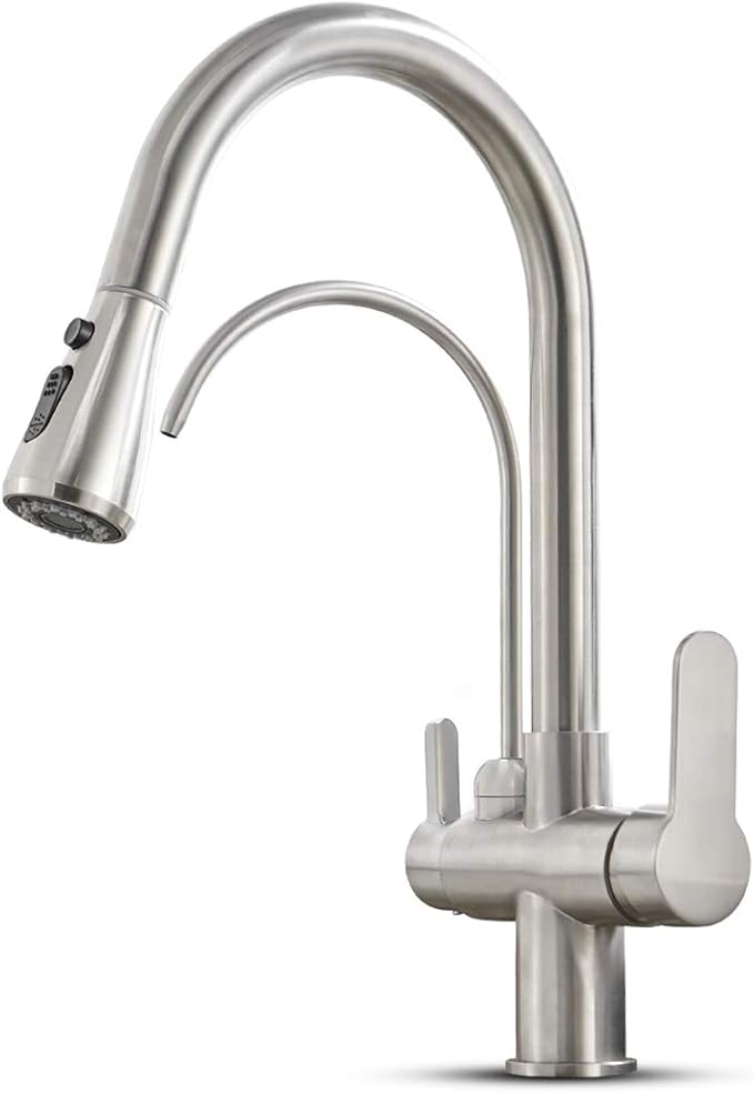 Kitchen spout with extra RO spout attached - brushed Silver