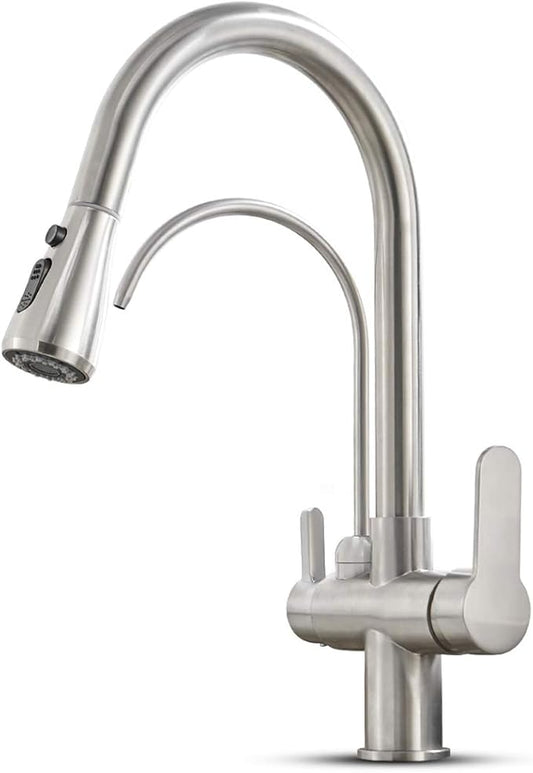 Kitchen spout with extra RO spout attached - brushed Silver